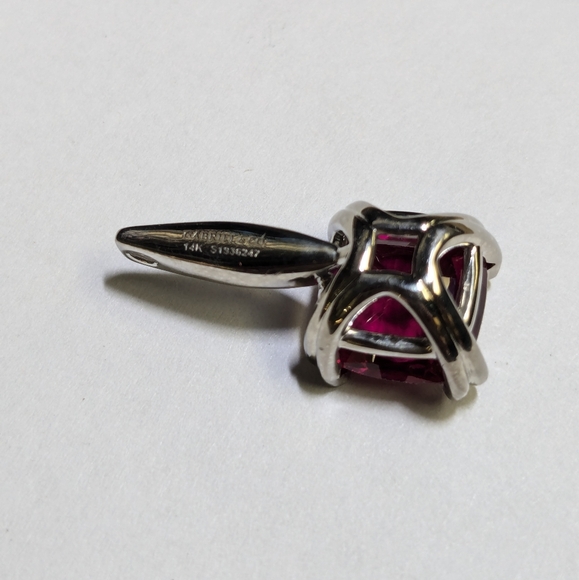 Lab Created Ruby and Natural Diamond 14K White gold pendant - Gabriel & … - Picture 4 of 12